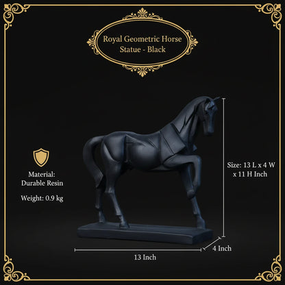 Royal Geometric Horse Statue - Black