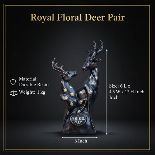 Royal Floral Deer Pair - Antique Copper Collection