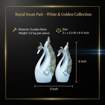 Royal Swan Pair - White & Golden Collection
