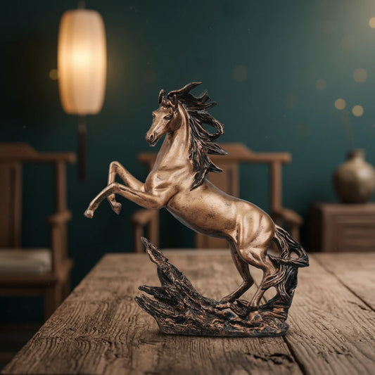 Dynamic Rearing Horse Decor Statue - Antique Copper