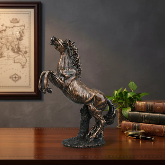 Grand Rearing Horse Decor Statue - Antique Copper