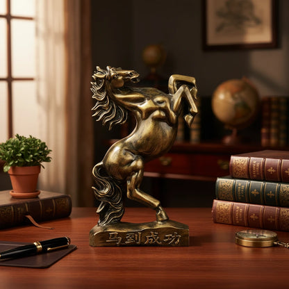 Royal Rearing Horse Decor Statue - Antique Gold