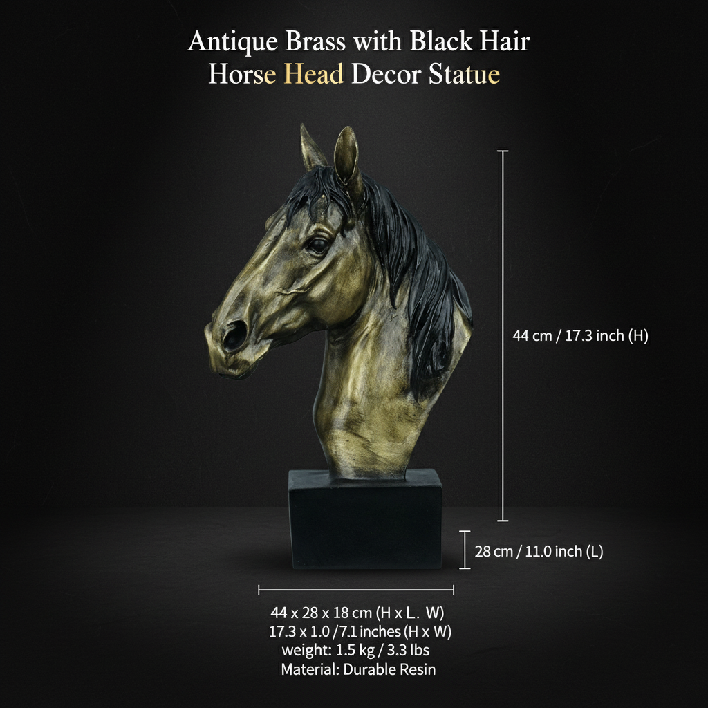 Horse Head Decor Statue - Black Antique Brass