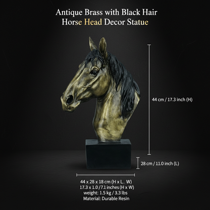 Horse Head Decor Statue - Black Antique Brass