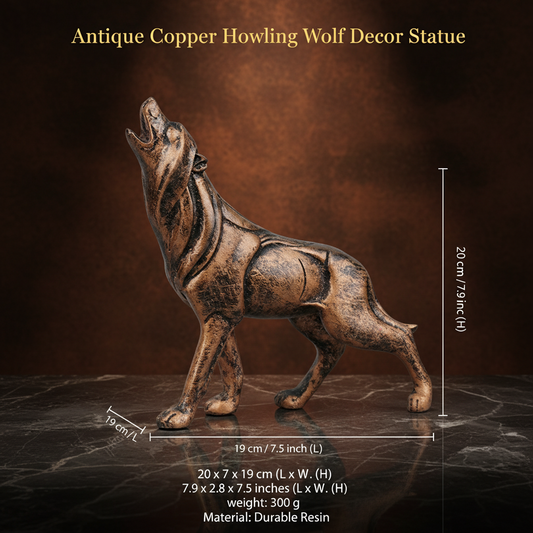 Howling Wolf Decor Statue-antique copper