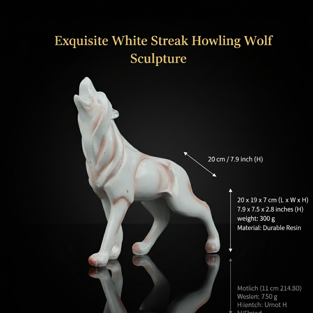 Howling Wolf Decor Statue-white