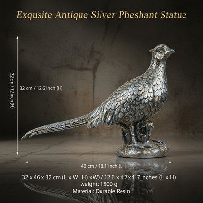 Pheasant Bird Decor Statue-antique silver