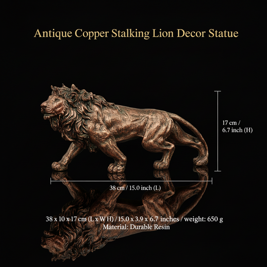 Stalking Lion Decor Statue-antique copper