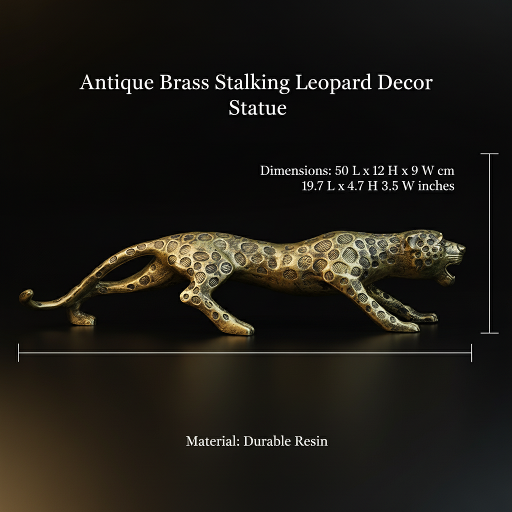 Leopard Decor Statue - Antique Brass