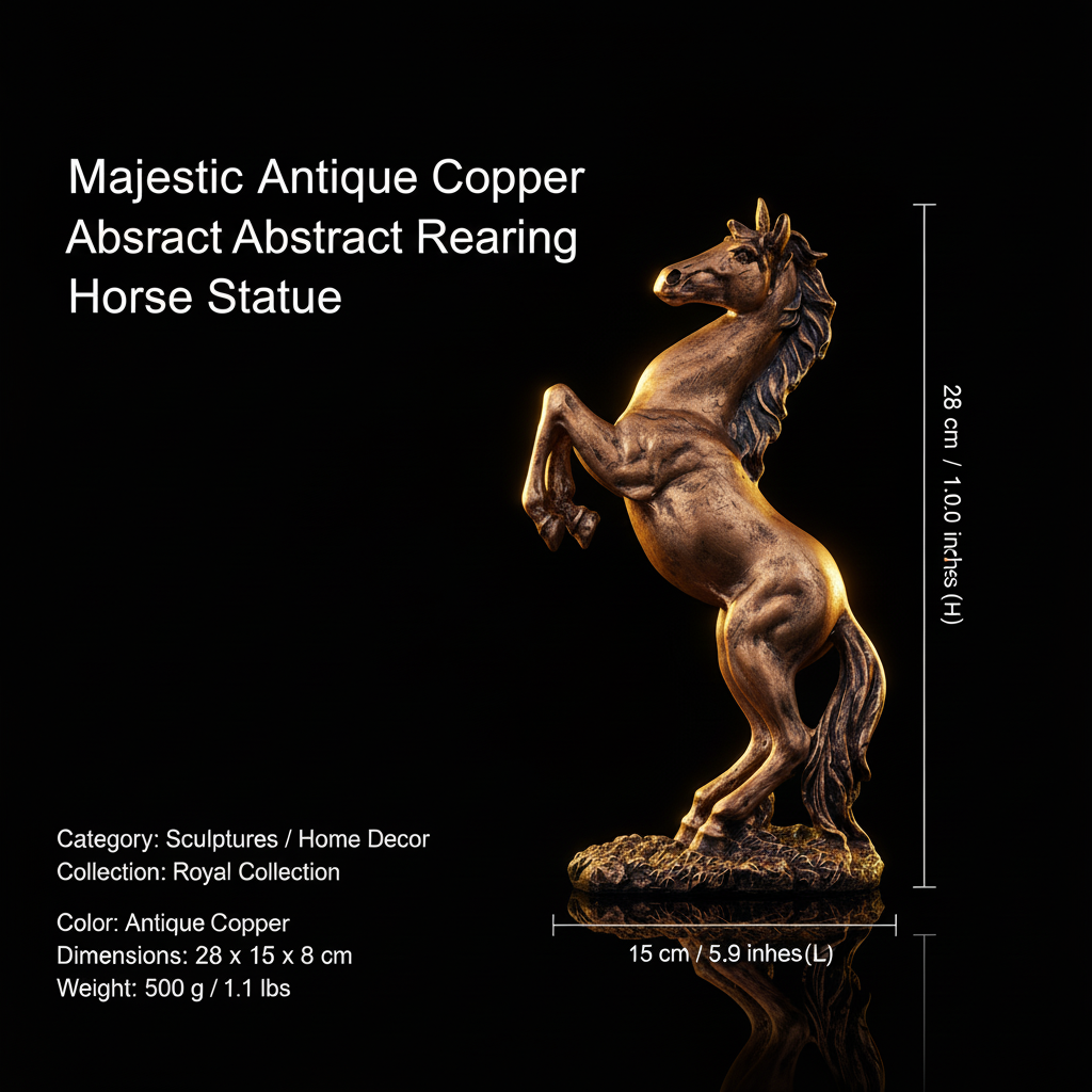Abstract Horse Bust Decor Statue - Antique Copper