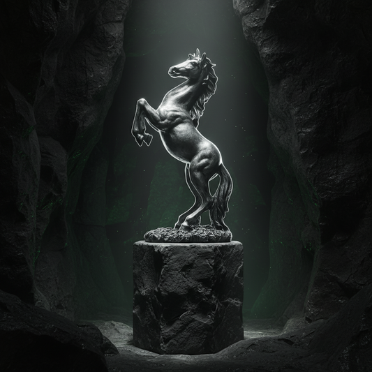 Abstract Horse Bust Decor Statue-antique silver