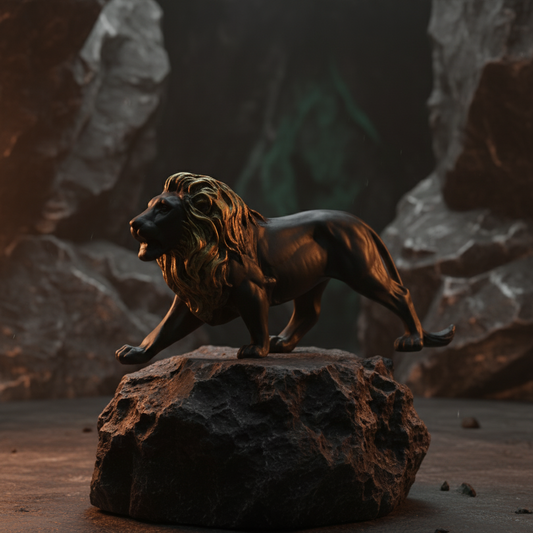 Majestic Stalking Lion Decor Statue-balck