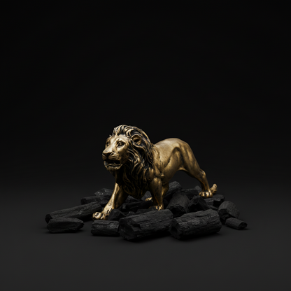 Majestic Stalking Lion Decor Statue-antique brass