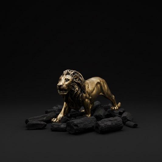 Majestic Stalking Lion Decor Statue-antique brass