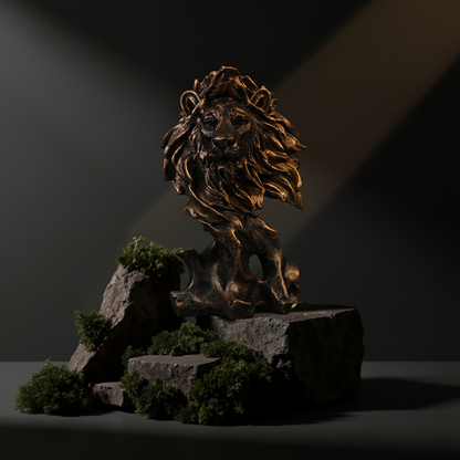 Dynamic Lion Head Bust Decor Statue-antique copper