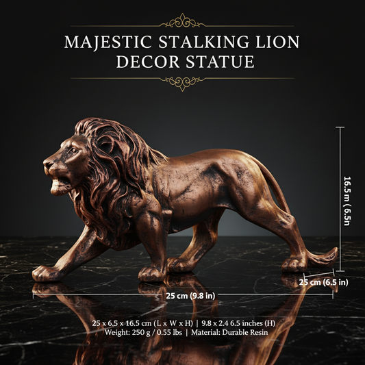Majestic Stalking Lion Decor Statue - Antique Copper