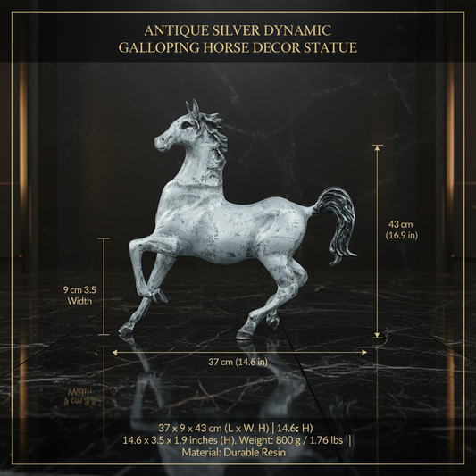 Dynamic Galloping Horse Decor Statue-antique silver
