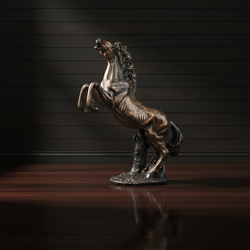 Grand Rearing Horse Decor Statue - Antique Copper