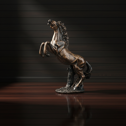 Grand Rearing Horse Decor Statue - Antique Copper