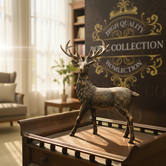 Royal Stately Stag Decor Statue - Antique Copper