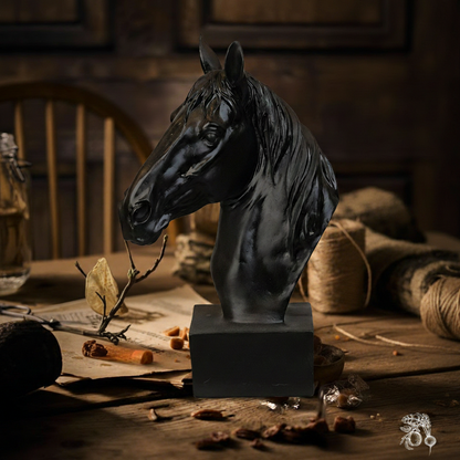 Horse Head Decor Statue - Black Edition