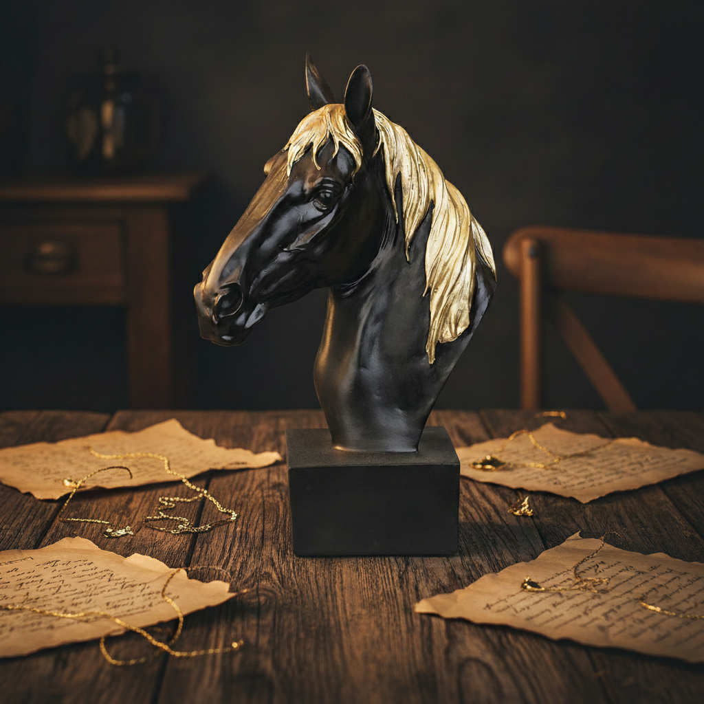 Horse Head Decor Statue - Black Edition