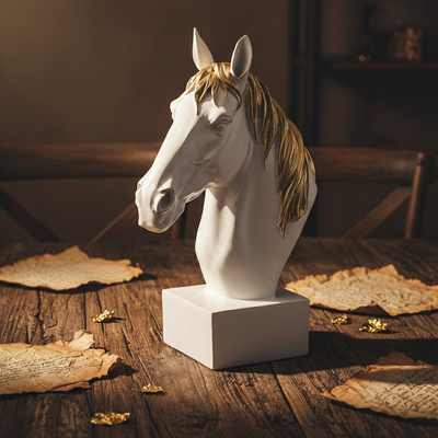 Horse Head Decor Statue - White Edition