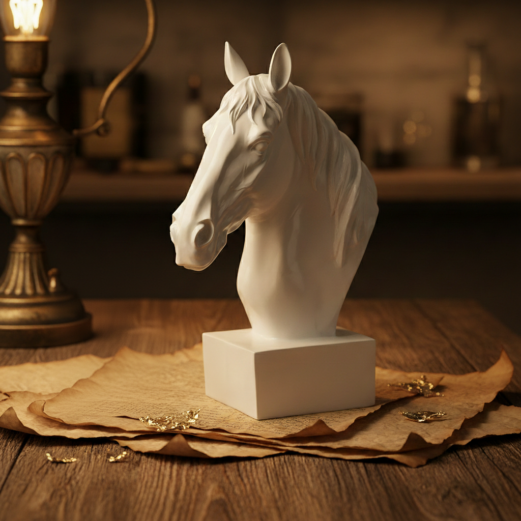 Horse Head Decor Statue - White Edition