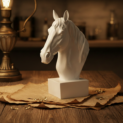 Horse Head Decor Statue - White Edition