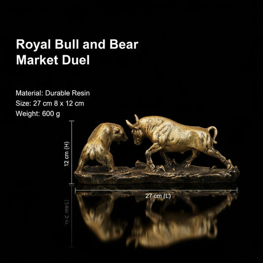 Royal Bull and Bear Market Duel - Antique Brass