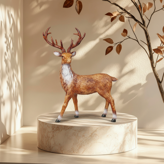 Royal Stately Stag Decor Statue - Natural Wildlife Edition