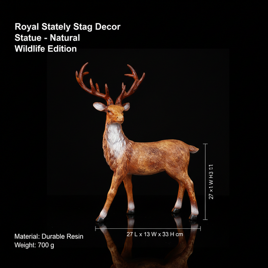 Royal Stately Stag Decor Statue - Natural Wildlife Edition