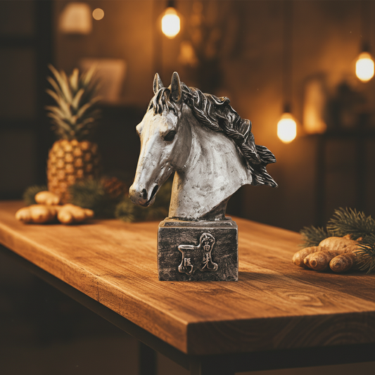 Sophisticated Antique Copper Resin Rearing Horse Sculpture - Antique Silver