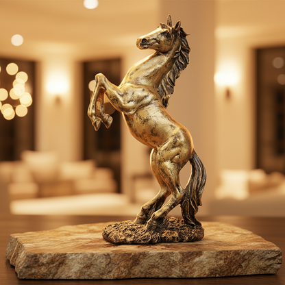 Abstract Horse Bust Decor Statue - Antique Brass