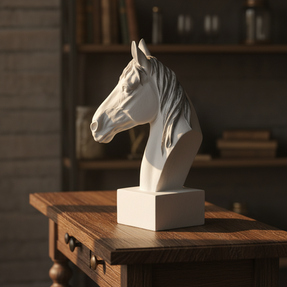 Horse Head Decor Statue - White Edition