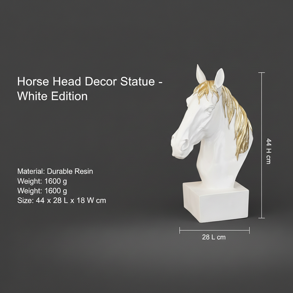 Horse Head Decor Statue - White Edition
