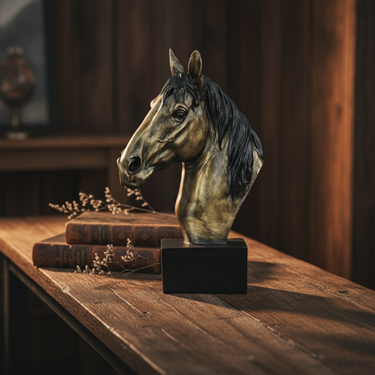 Horse Head Decor Statue - Black Antique Brass