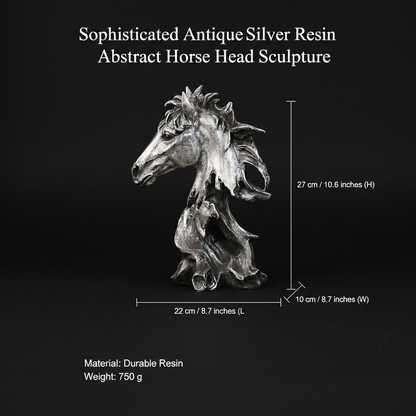Sophisticated Antique Silver Abstract Horse Head Sculpture