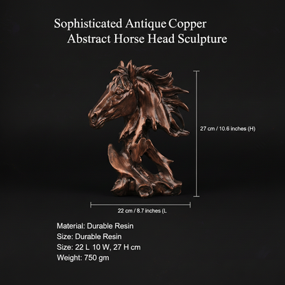 Sophisticated Antique Copper Abstract Horse Head Sculpture