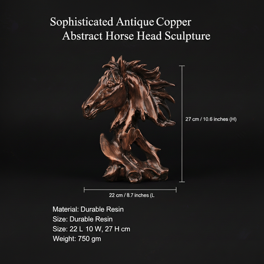 Sophisticated Antique Copper Abstract Horse Head Sculpture
