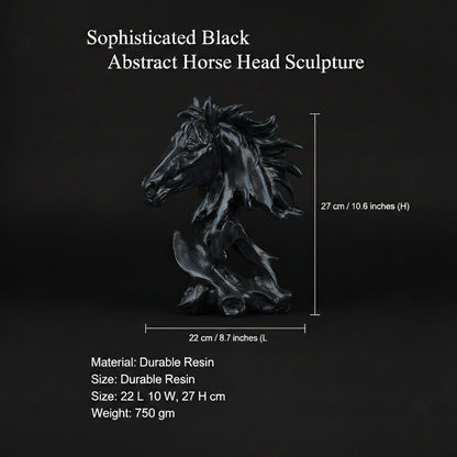 Sophisticated Black Abstract Horse Head Sculpture