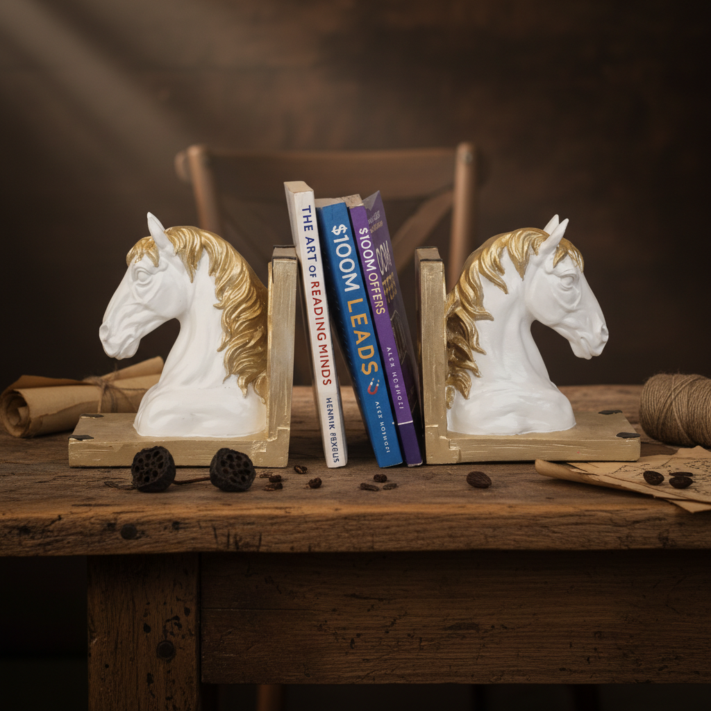 Royal White & Gold Horse Head Bookends