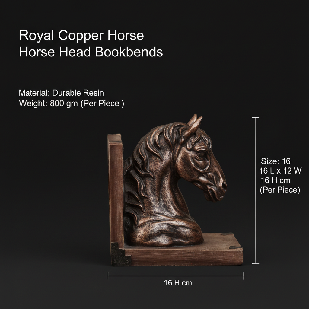 Royal Copper Horse Head Bookends