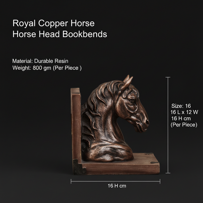Royal Copper Horse Head Bookends