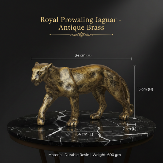 Royal Prowling Jaguar - Antique Brass