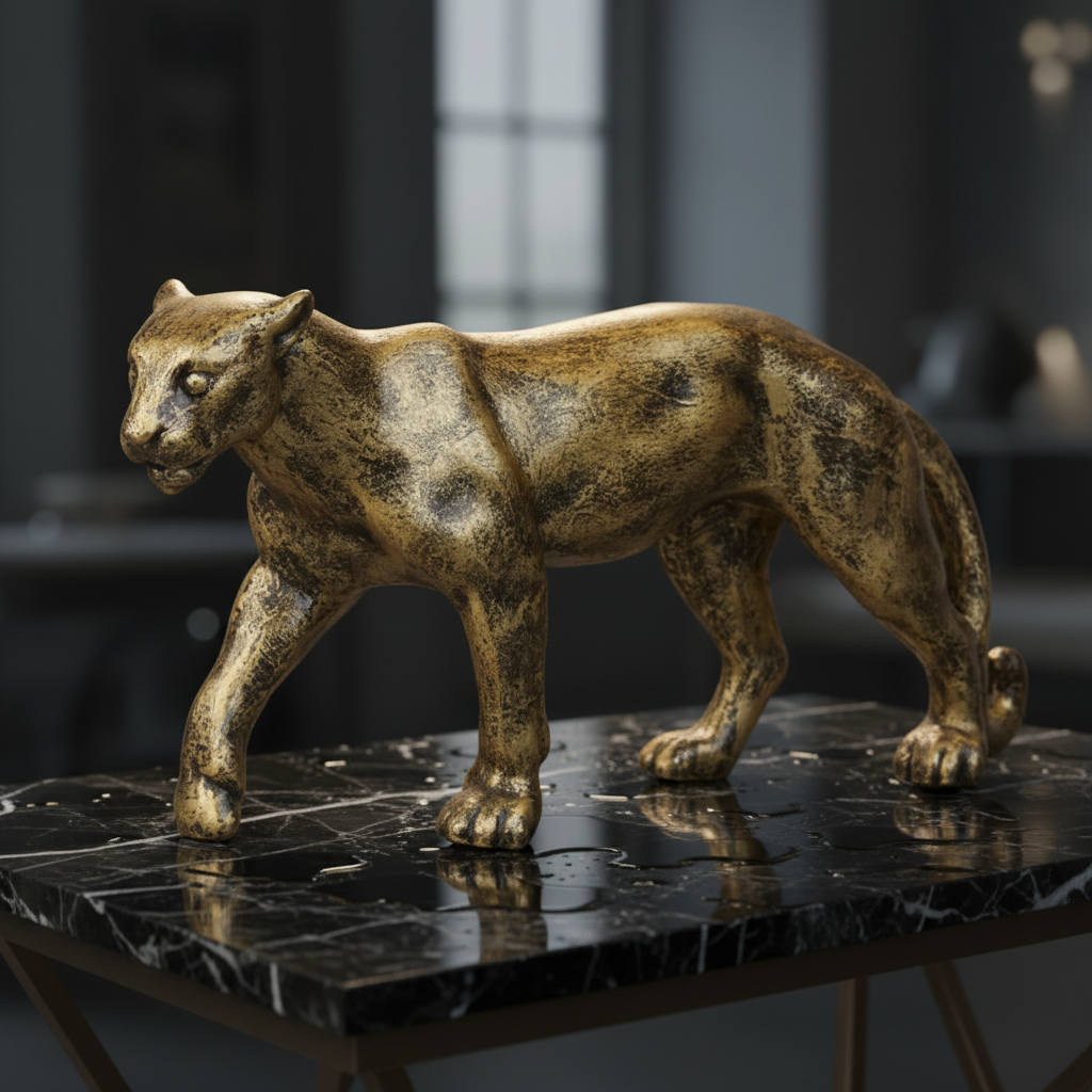 Royal Prowling Jaguar - Antique Brass