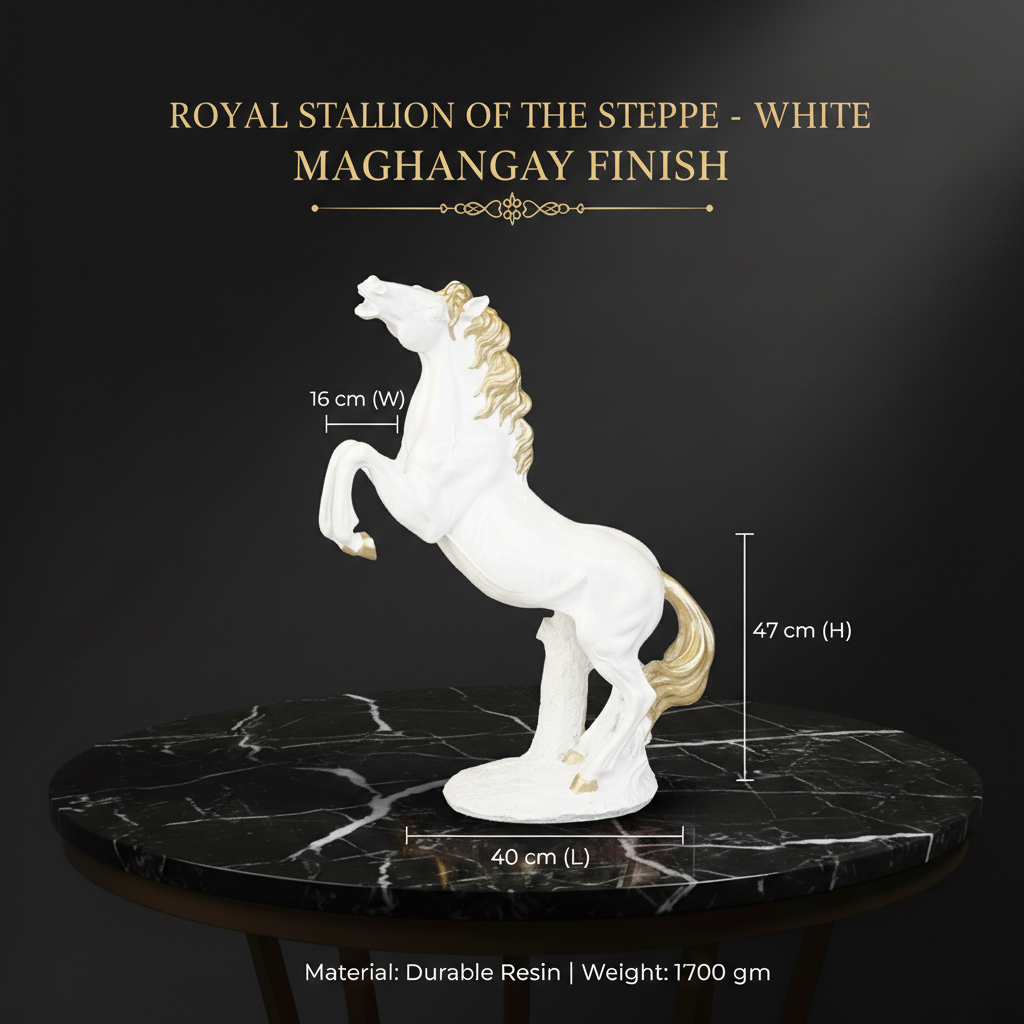 Royal Stallion of the Steppe - White