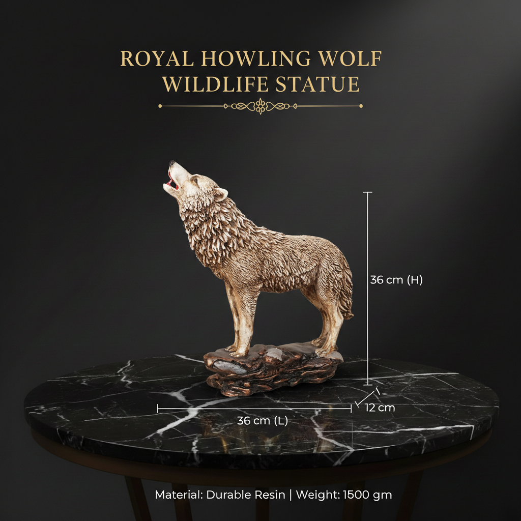 Royal Howling Wolf Wildlife Statue