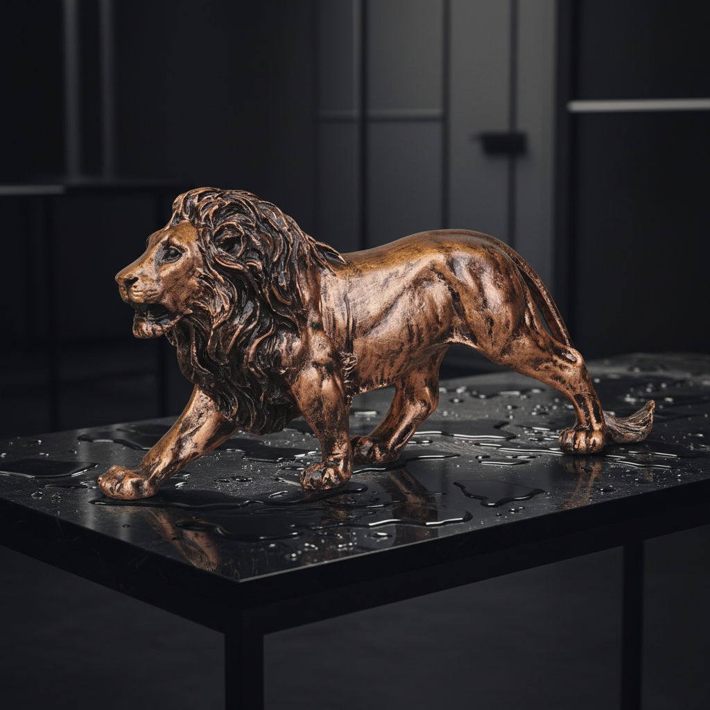 Majestic Stalking Lion Decor Statue - Antique Copper