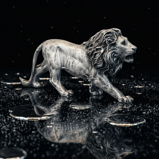 Majestic Stalking Lion Decor Statue - Antique Silver